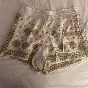 J.Crew white shorts with gold embroidery